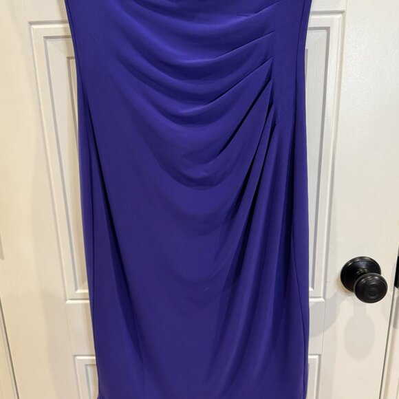 Lauren Ralph Lauren Purple Sleeveless Sheath Dress 6 EUC Cowl Neck Ruching - Picture 8 of 9